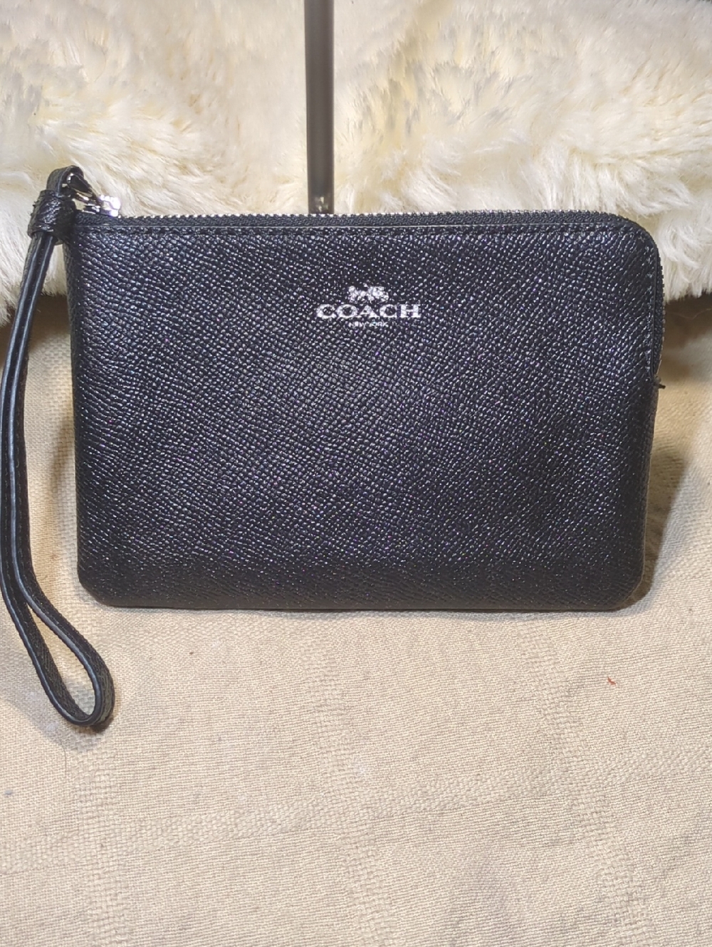 Coach Black Textured Leather Wrist Strap Pouch NWOT NOW ONLY $45